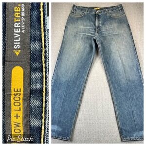 Silver Tab‎ Levi's Baggy Low Loose Fit Jeans Men 36X34 Blue medium Wash